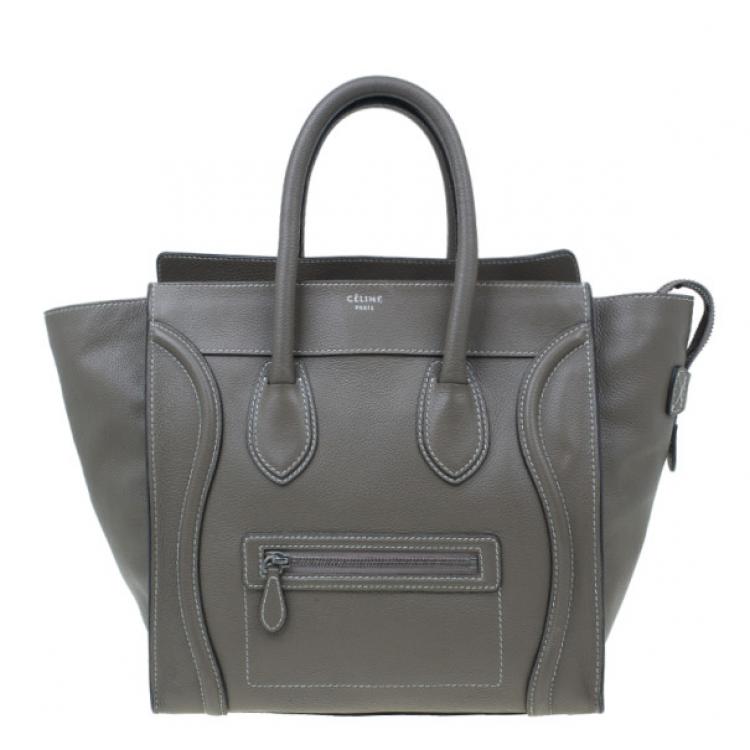 Celine Elephant Grey Leather Mini Luggage Tote Celine | The Luxury Closet