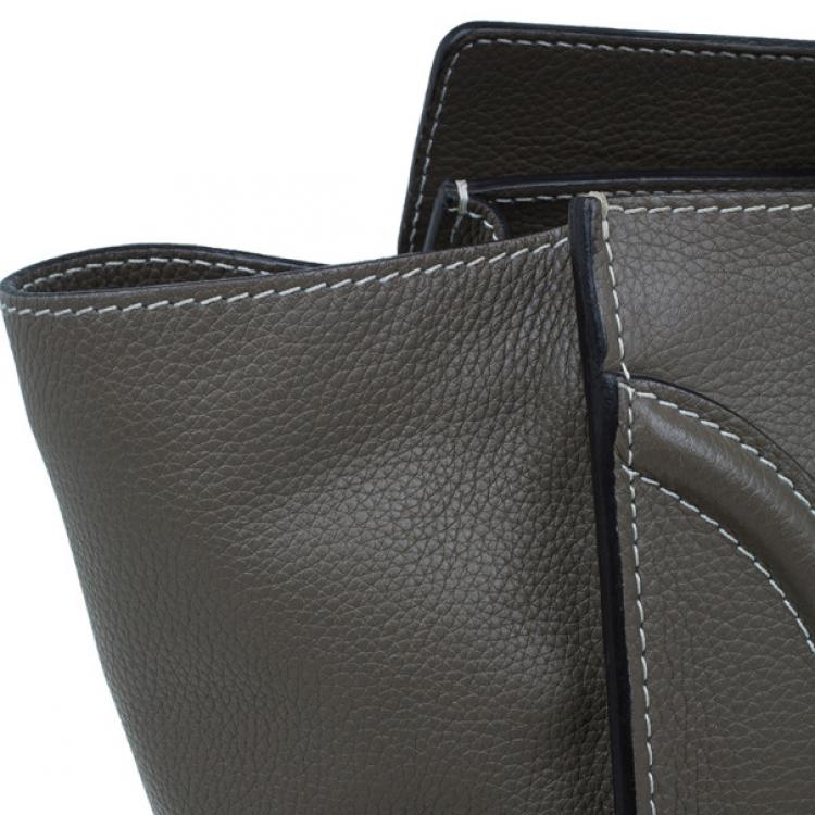 Pre Owned Celine Elephant Grey Leather Mini Luggage Tote