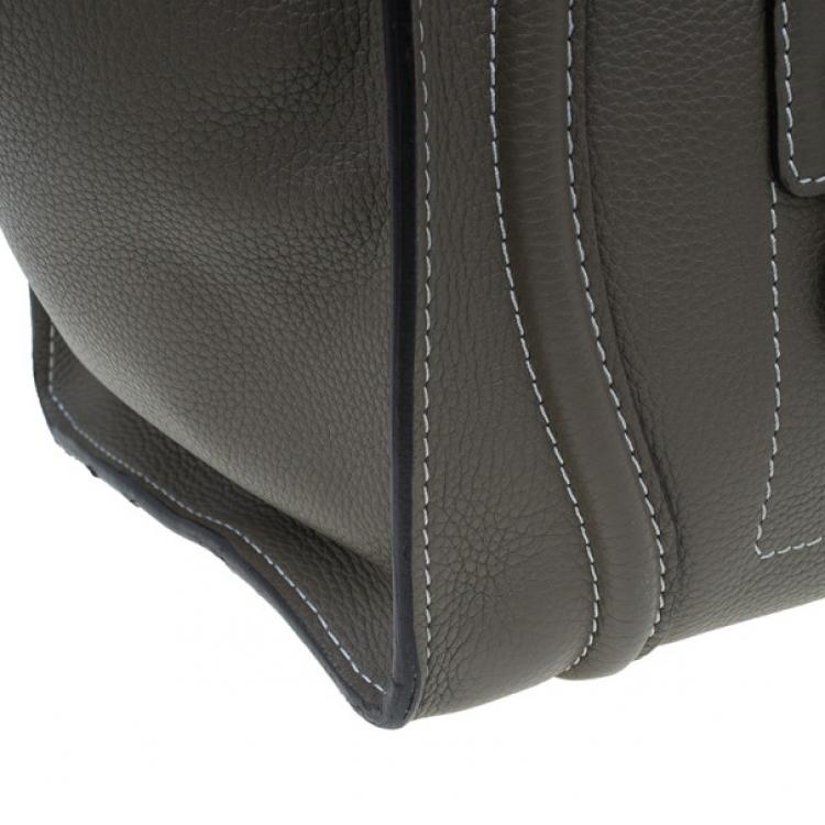 Pre Owned Celine Elephant Grey Leather Mini Luggage Tote