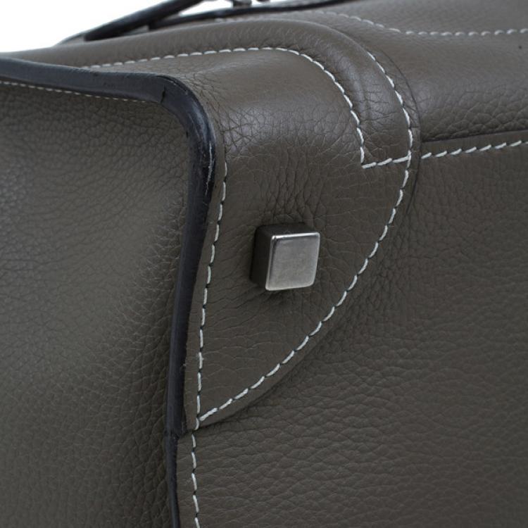 Pre Owned Celine Elephant Grey Leather Mini Luggage Tote