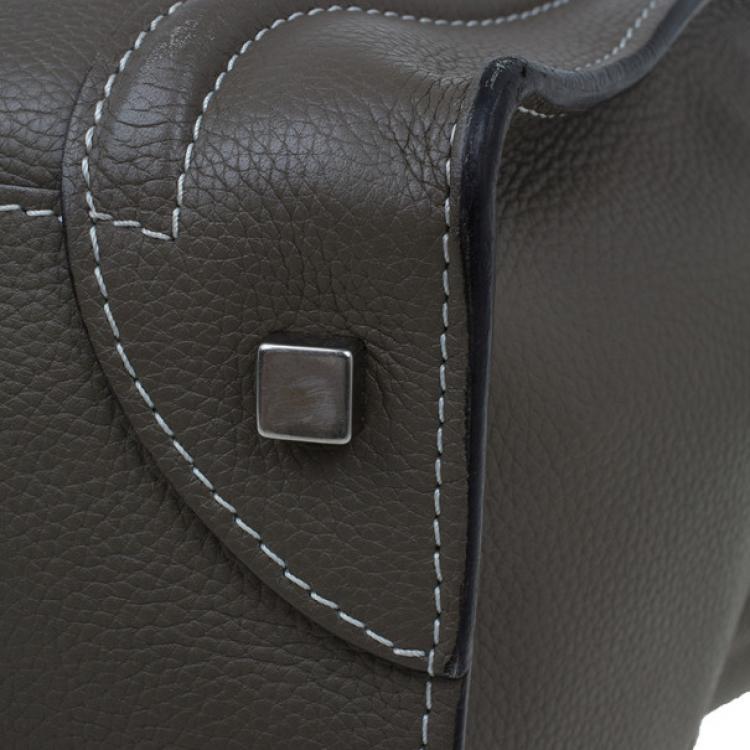 Pre Owned Celine Elephant Grey Leather Mini Luggage Tote