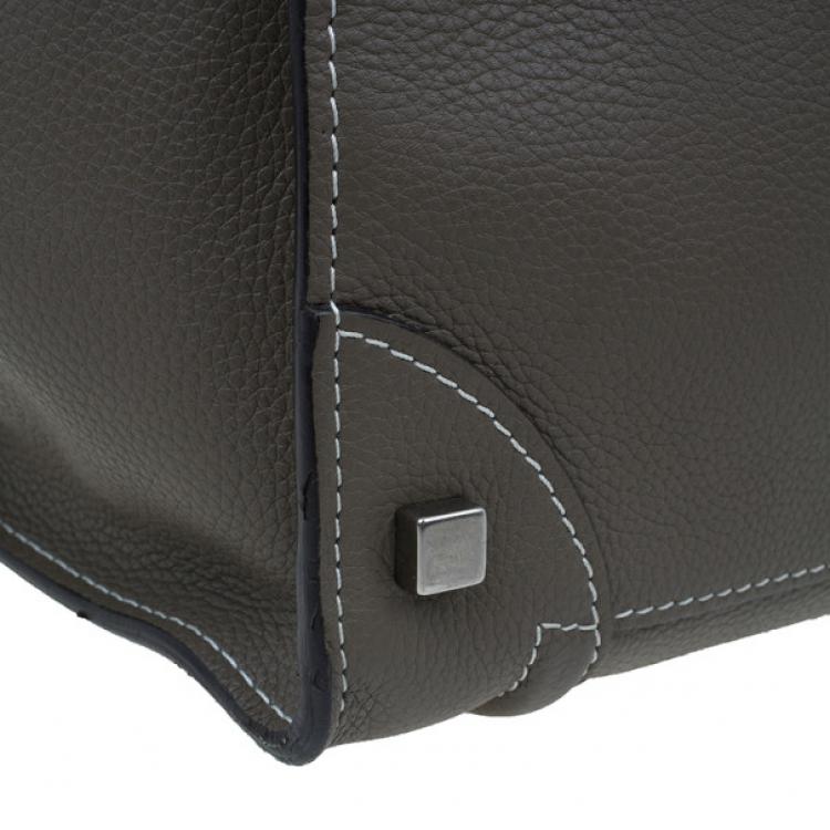 Pre Owned Celine Elephant Grey Leather Mini Luggage Tote