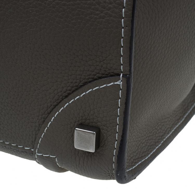 Pre Owned Celine Elephant Grey Leather Mini Luggage Tote