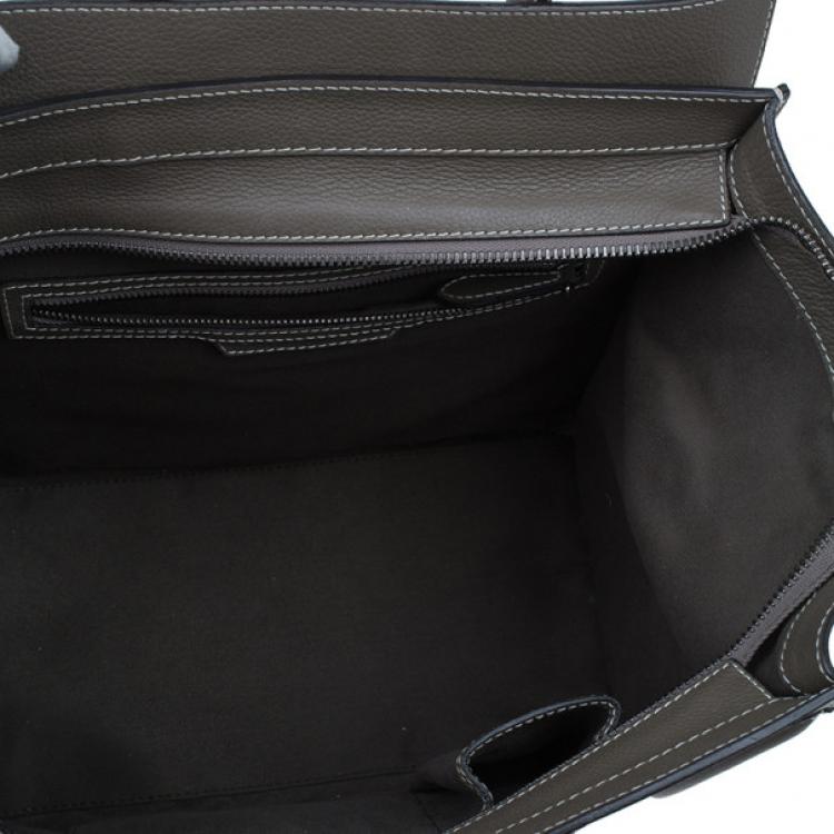 Pre Owned Celine Elephant Grey Leather Mini Luggage Tote