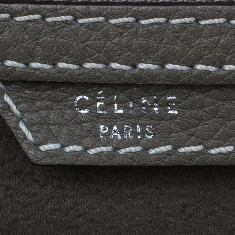 Pre Owned Celine Elephant Grey Leather Mini Luggage Tote