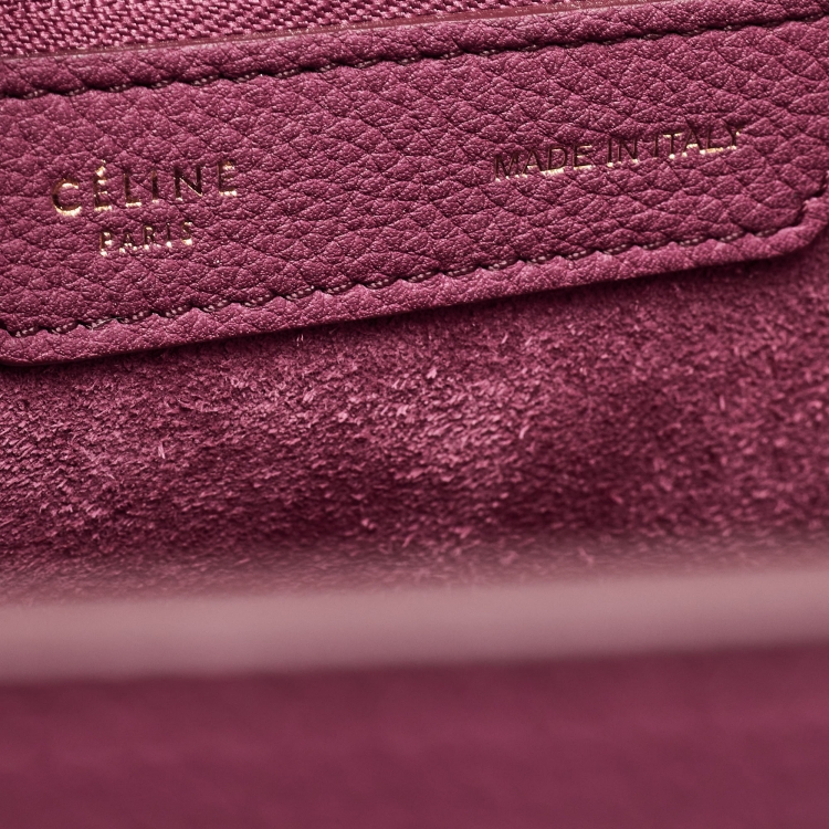 Pre Owned Celine Plum Leather Micro Luggage Tote