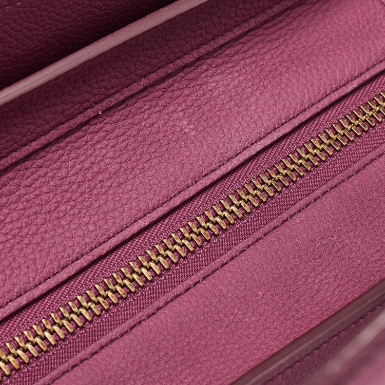 Pre Owned Celine Plum Leather Micro Luggage Tote