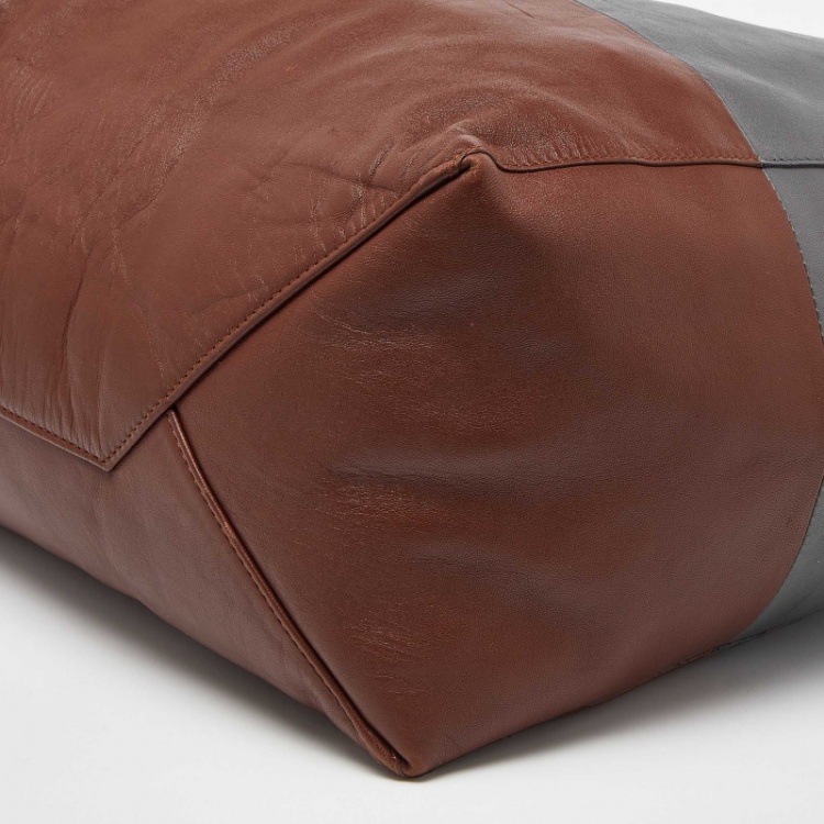 Pre Owned Celine Grey/Brown Leather Horizontal Cabas Tote