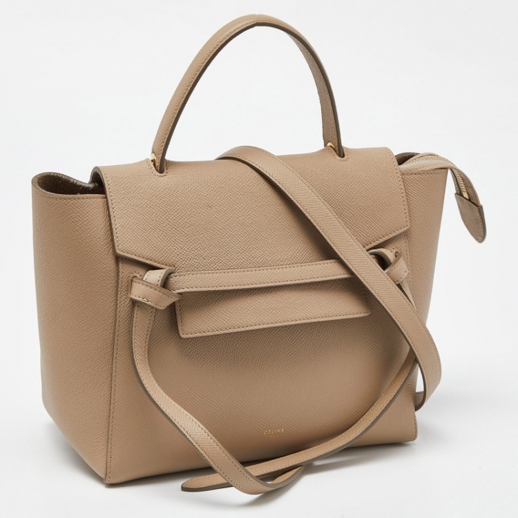 Pre Owned Celine Beige Leather Micro Belt Bag
