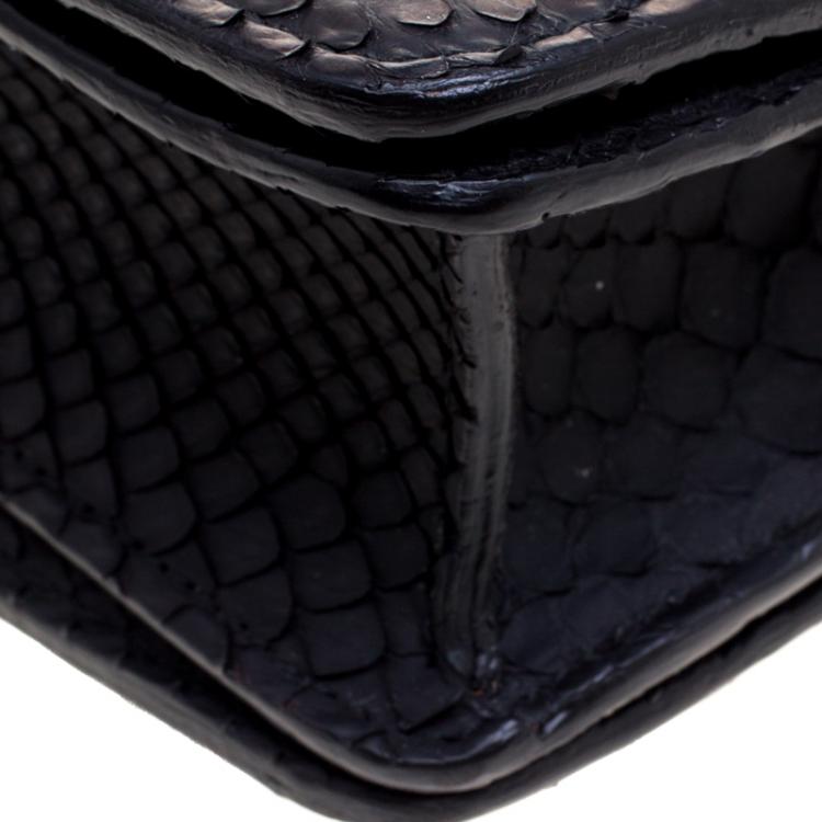 Pre Owned Celine Black Python Small Classic Box Flap Bag