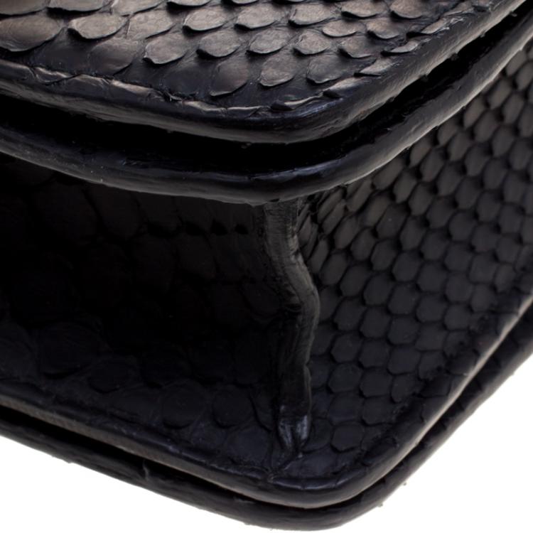 Pre Owned Celine Black Python Small Classic Box Flap Bag