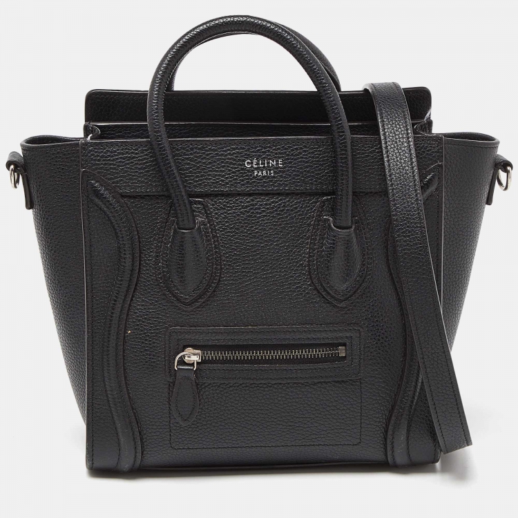 Pre Owned Céline Black Leather Nano Luggage Tote