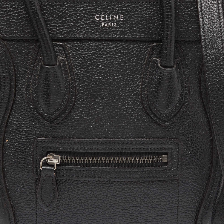 Pre Owned Céline Black Leather Nano Luggage Tote