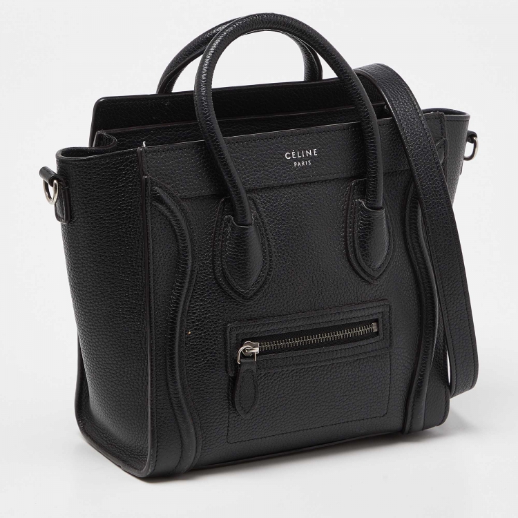Pre Owned Céline Black Leather Nano Luggage Tote