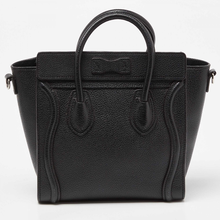 Pre Owned Céline Black Leather Nano Luggage Tote