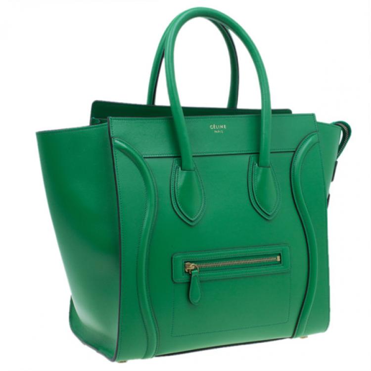Pre Owned Celine Green Smooth Calfskin Mini Luggage Tote