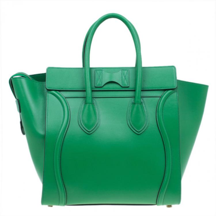 Pre Owned Celine Green Smooth Calfskin Mini Luggage Tote