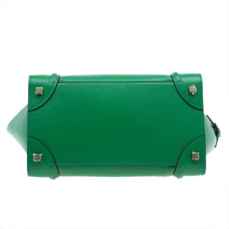 Pre Owned Celine Green Smooth Calfskin Mini Luggage Tote