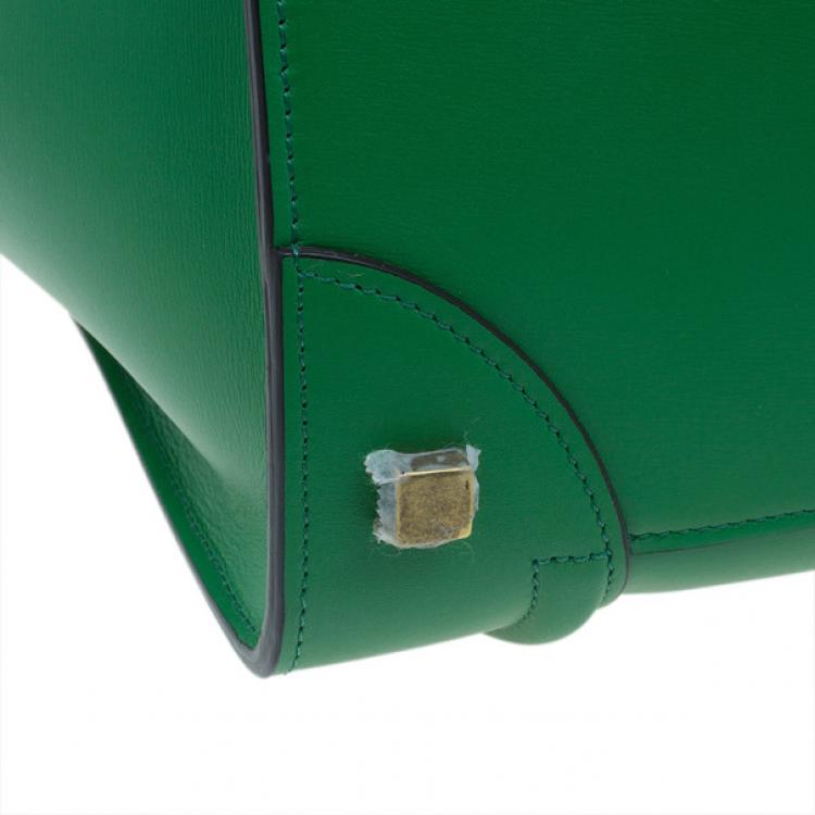 Pre Owned Celine Green Smooth Calfskin Mini Luggage Tote