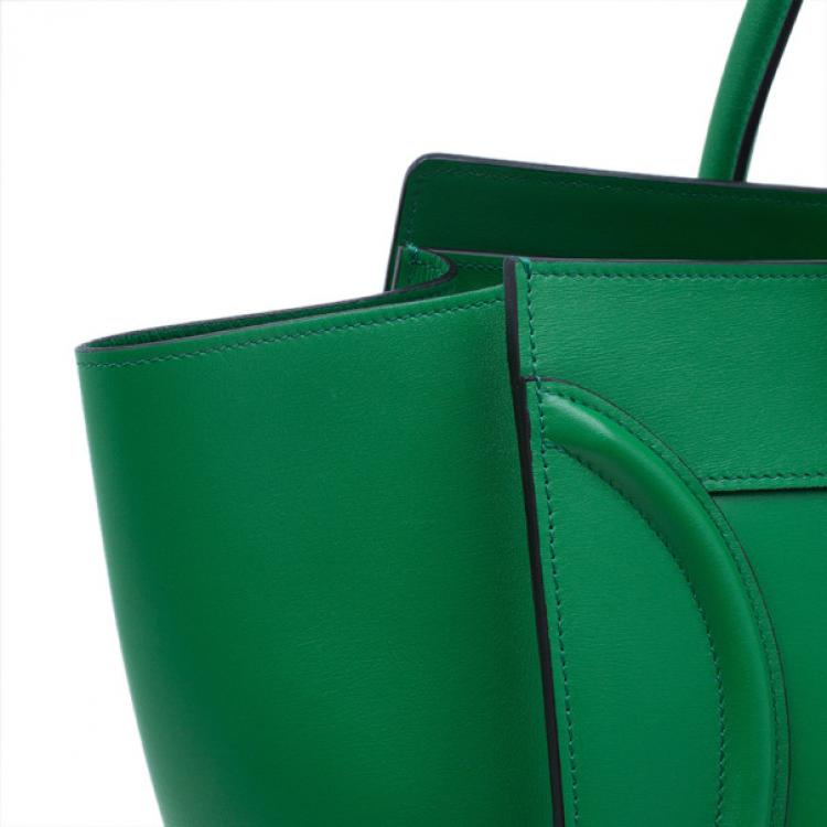 Pre Owned Celine Green Smooth Calfskin Mini Luggage Tote