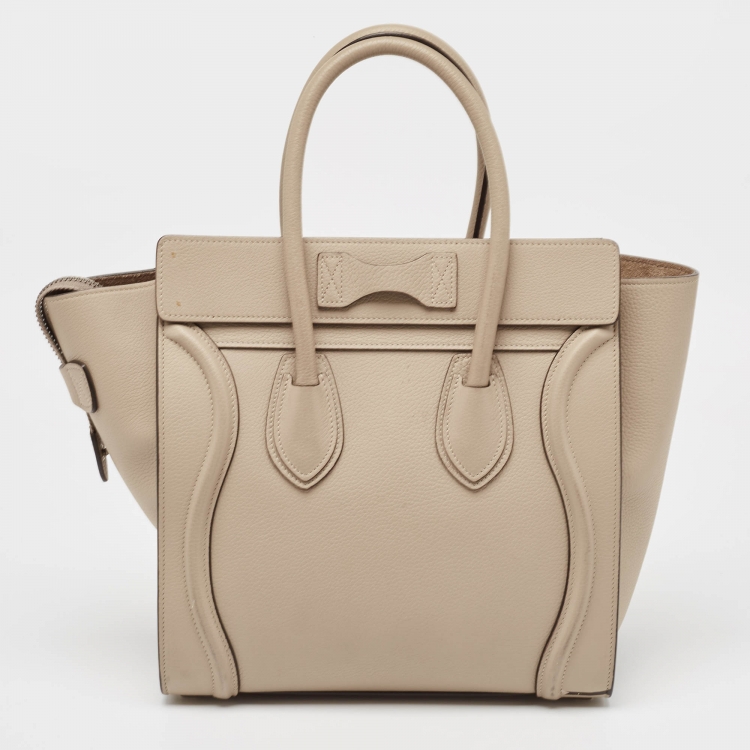 Pre Owned Celine Dune Leather Micro Luggage Tote