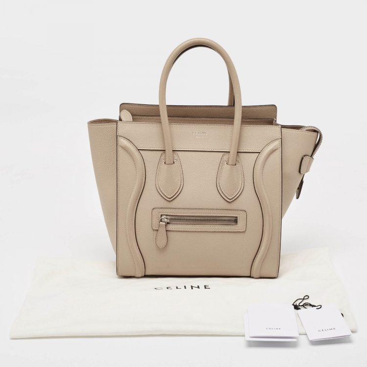 Pre Owned Celine Dune Leather Micro Luggage Tote