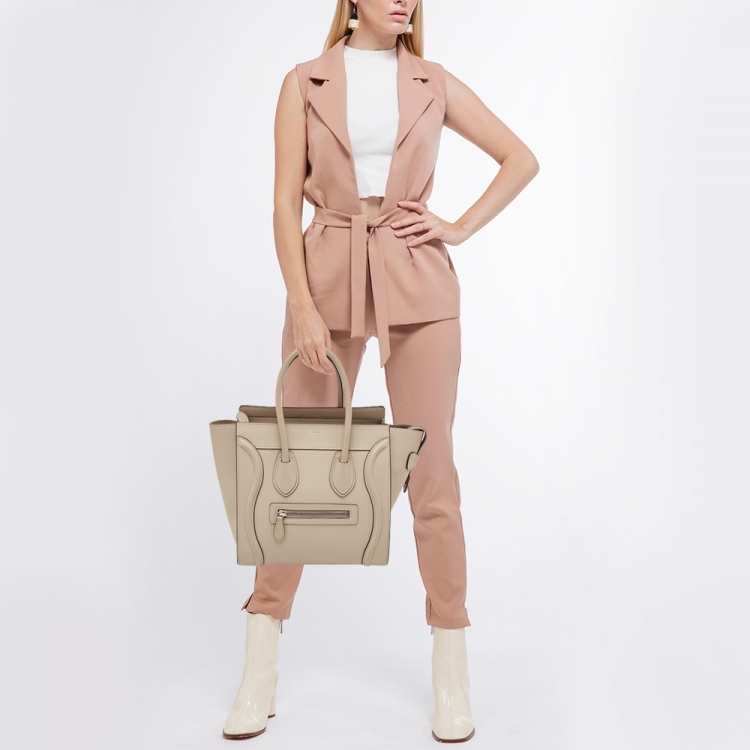 Pre Owned Celine Dune Leather Micro Luggage Tote