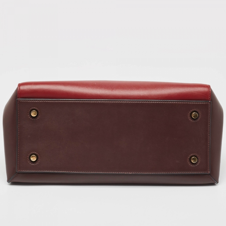 Pre Owned Celine Burgundy/Red Leather Medium Edge Top Handle Bag