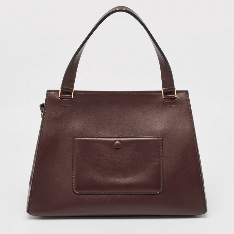 Pre Owned Celine Burgundy/Red Leather Medium Edge Top Handle Bag
