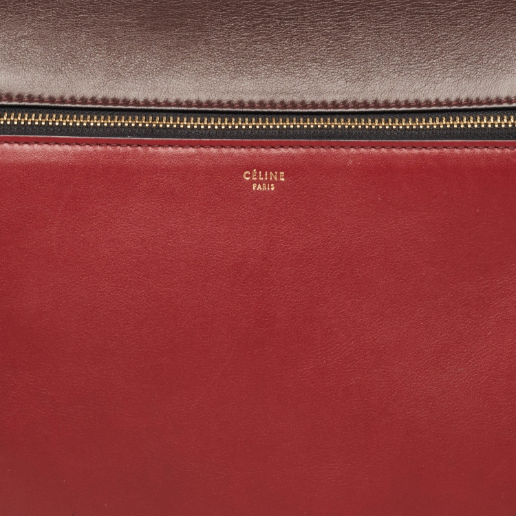 Pre Owned Celine Burgundy/Red Leather Medium Edge Top Handle Bag