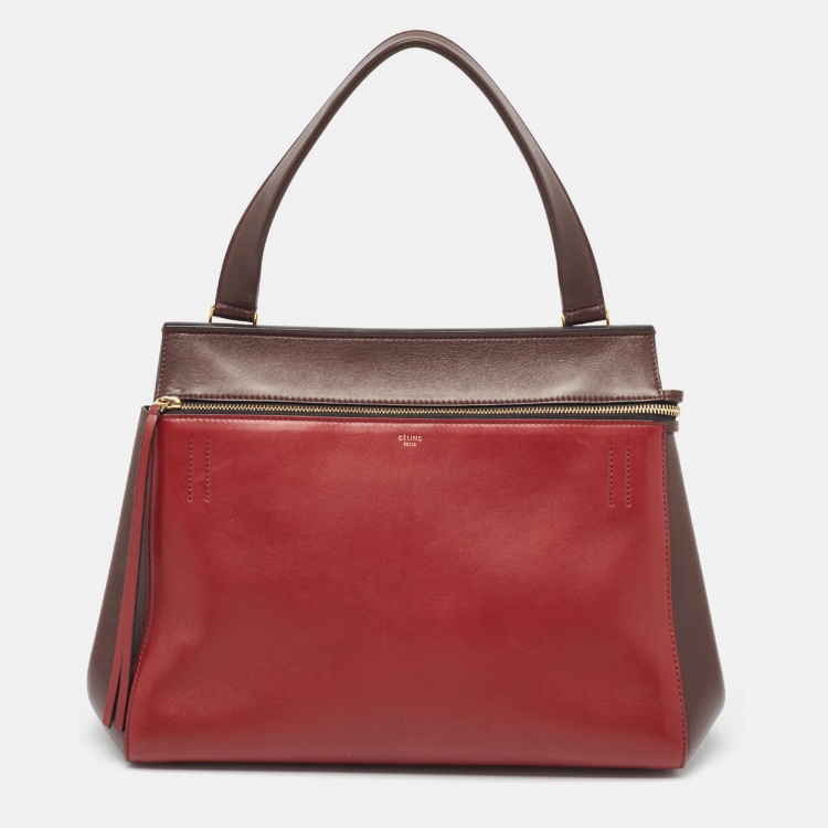 Pre Owned Celine Burgundy/Red Leather Medium Edge Top Handle Bag