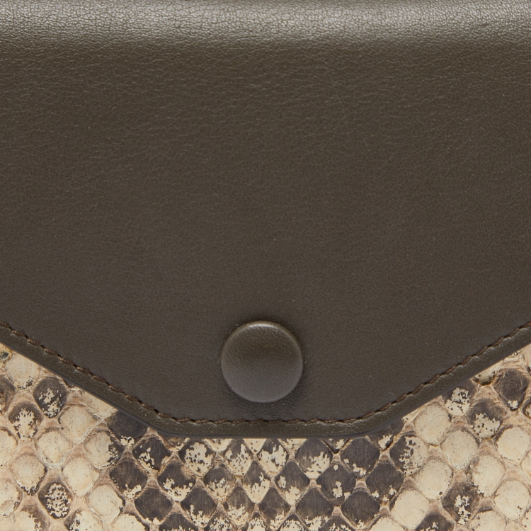 Pre Owned Celine Tri Color Leather and Python Pocket Clutch