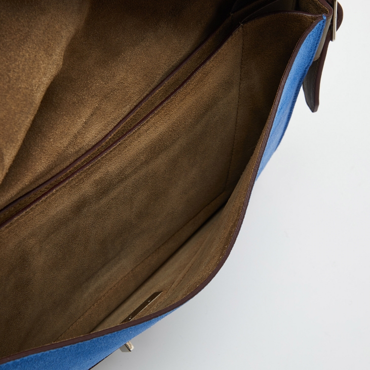 Pre Owned Celine Tricolor Leather and Suede Medium Diamond Shoulder Bag