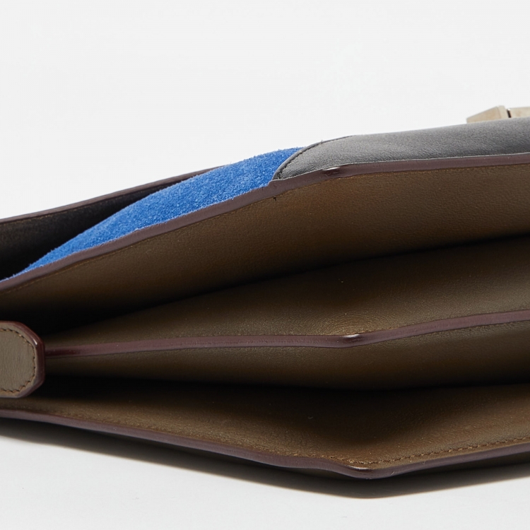 Pre Owned Celine Tricolor Leather and Suede Medium Diamond Shoulder Bag