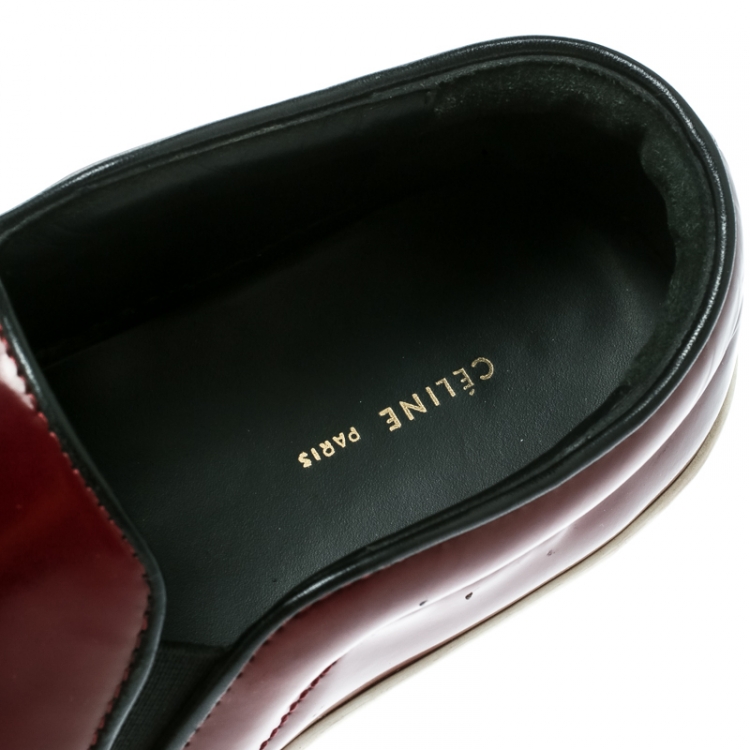 Pre Owned Celine Burgundy Leather Tassel Slip On Sneakers Size 39