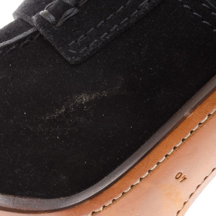 Pre Owned Celine Black Suede Loafer Platform Pumps Size 40