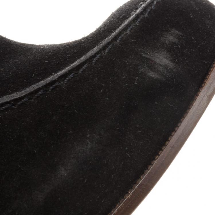 Pre Owned Celine Black Suede Loafer Platform Pumps Size 40