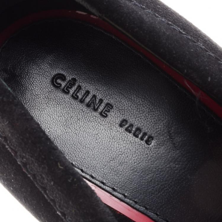 Pre Owned Celine Black Suede Loafer Platform Pumps Size 40