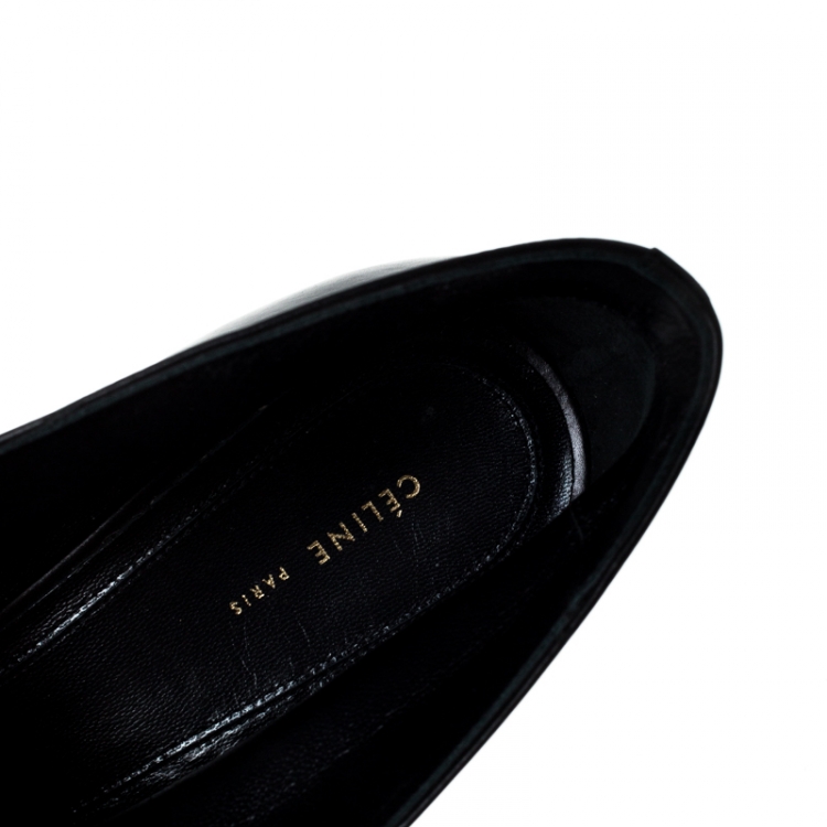 Pre Owned Celine Black Leather Pointed Toe Booties Size 38 