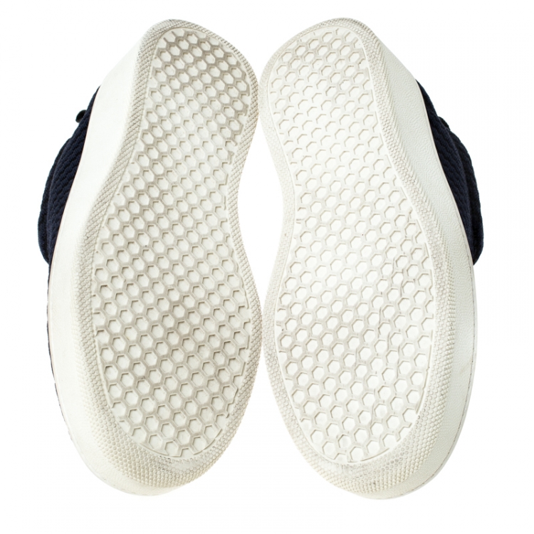 Pre Owned Celine Blue Knit Fabric Slip On Sneakers Size 36