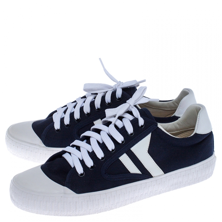 Pre Owned Celine Blue/White Canvas Plimsole Sneakers Size 40