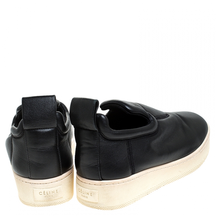 Pre Owned Celine Black Leather Slip On Sneakers Size 36