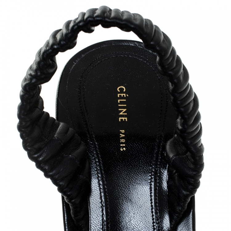 Pre Owned Céline Black/Beige Leather Slingback Sandals Size 39