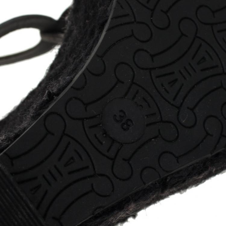 Pre Owned Celine Black Espadrilles Wedges Sandals Size 38