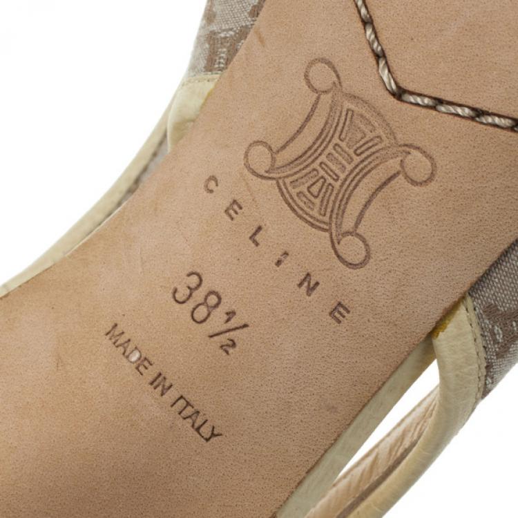 Pre Owned Celine Cream Monogram Sandals Size 38.5