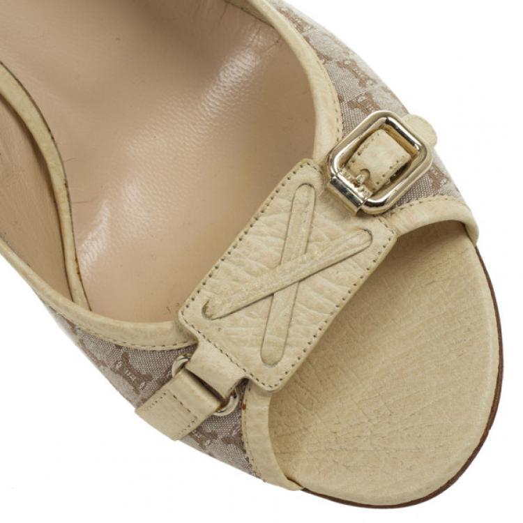 Pre Owned Celine Cream Monogram Sandals Size 38.5