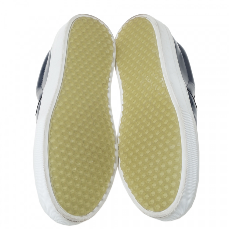 Pre Owned Celine Blue Patent Leather Slip On Sneakers Size 36