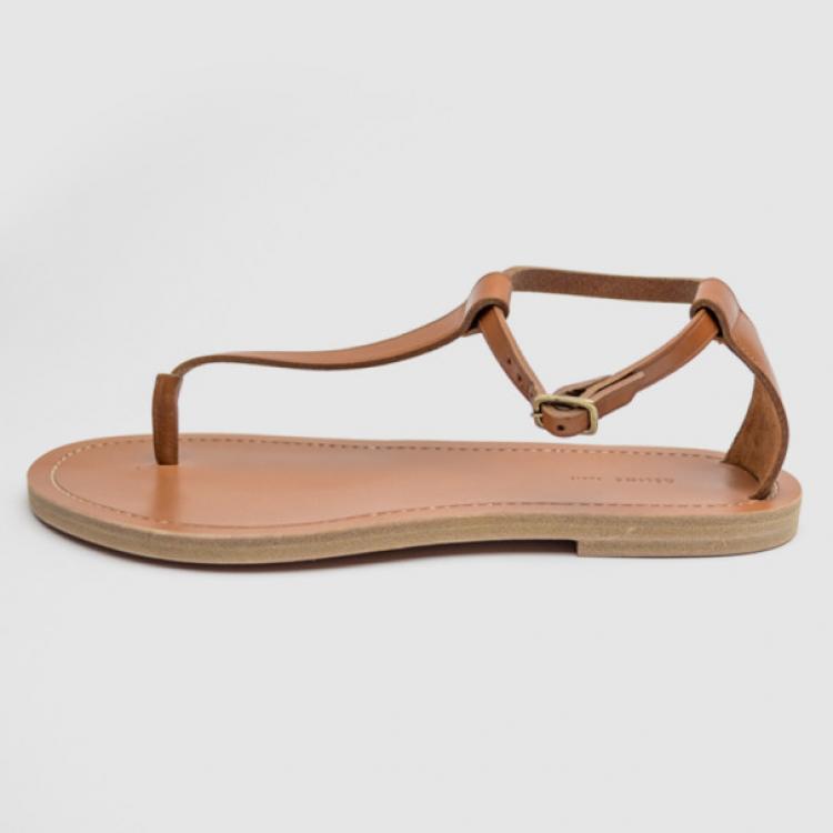 Pre Owned Celine Brown Leather Ankle Strap Flat Sandals Size 38