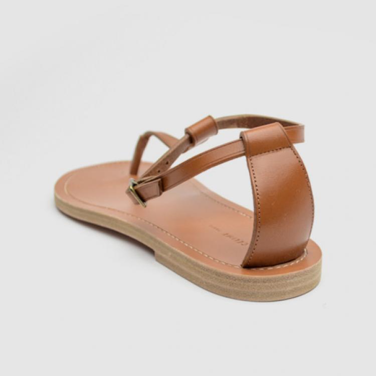 Pre Owned Celine Brown Leather Ankle Strap Flat Sandals Size 38