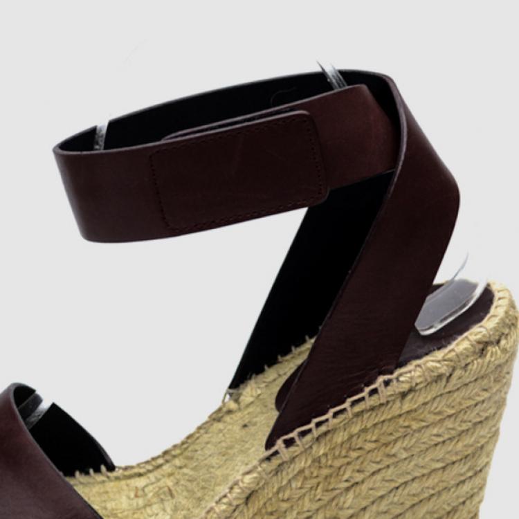 Pre Owned Celine Brown Leather Espadrilles Wedge Sandals Size 41
